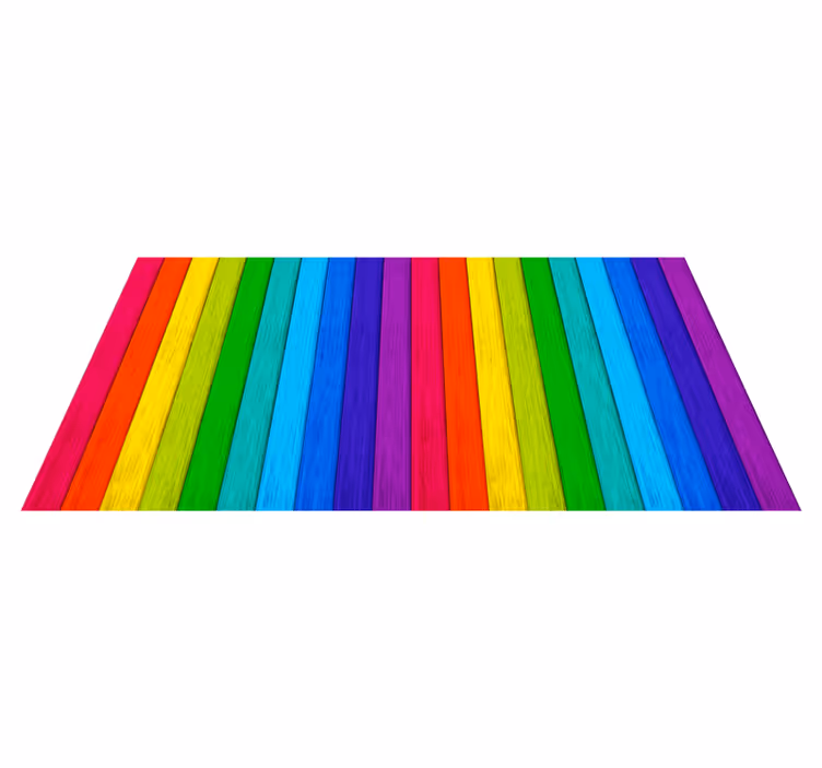 Regenboog gestreepte lay-out vinyl tapijt houtstructuur - TenStickers