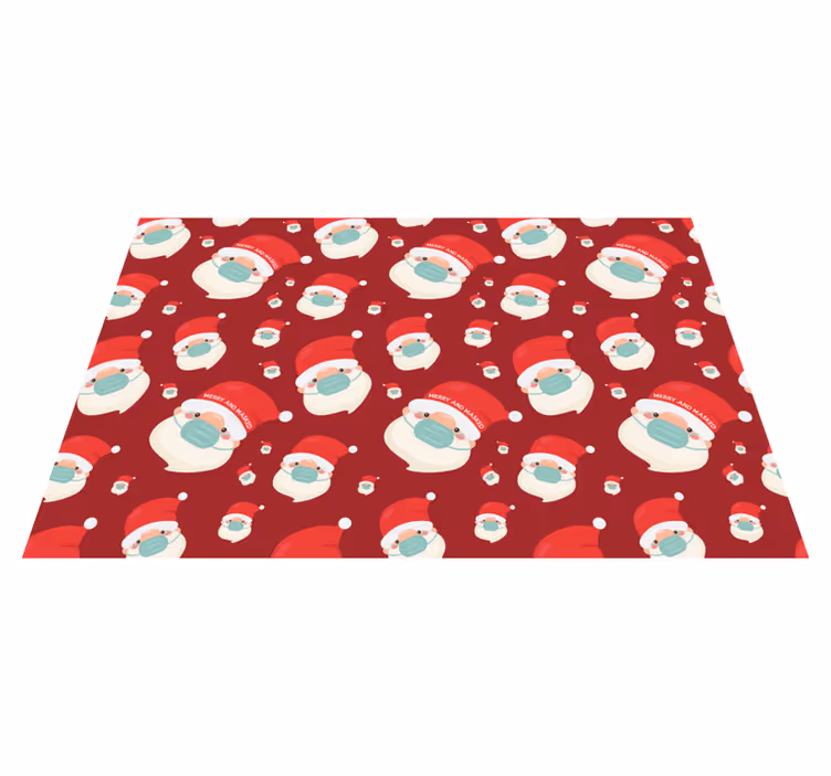 Feestelijke kerstmangezichten vinyl tapijt kerstmis - TenStickers