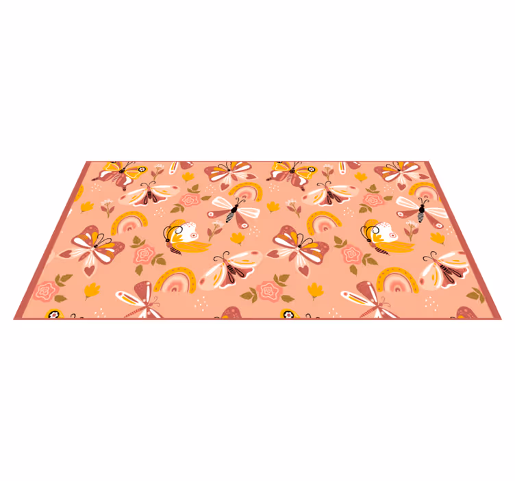 Kleurrijke bloemenvlinders vinyl tapijt baby - TenStickers