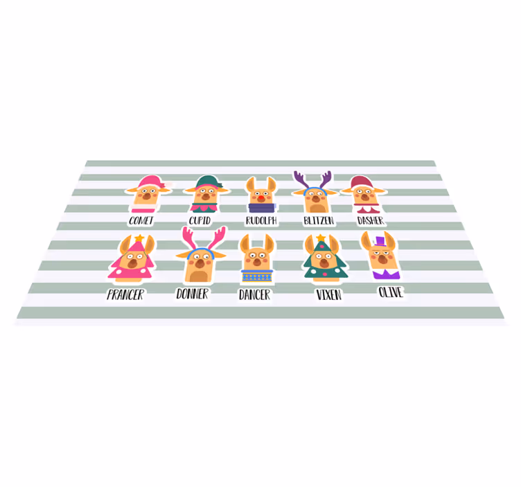 Rendierkaraktercollectie vinyl tapijt kerstmis - TenStickers