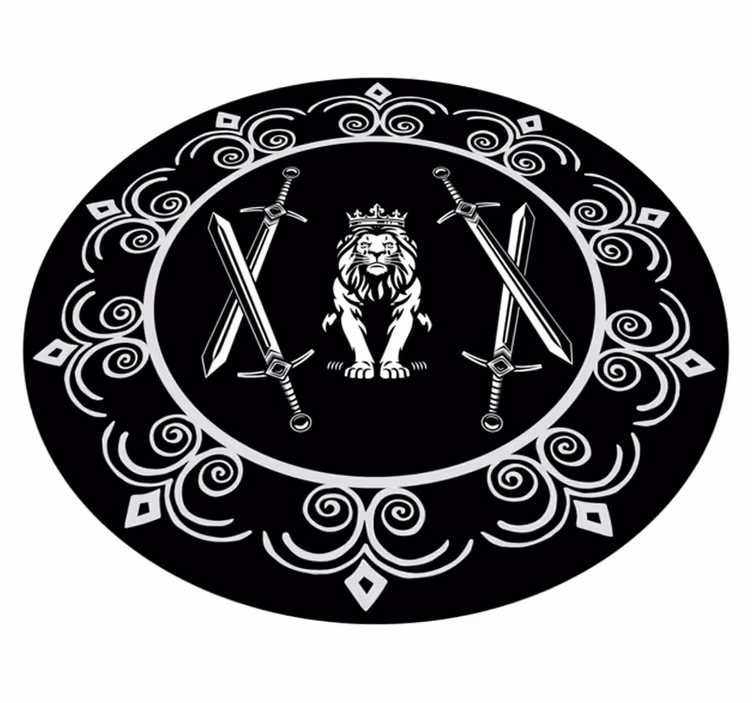 Majestueuze leeuw embleem vinyl tapijt rond - TenStickers