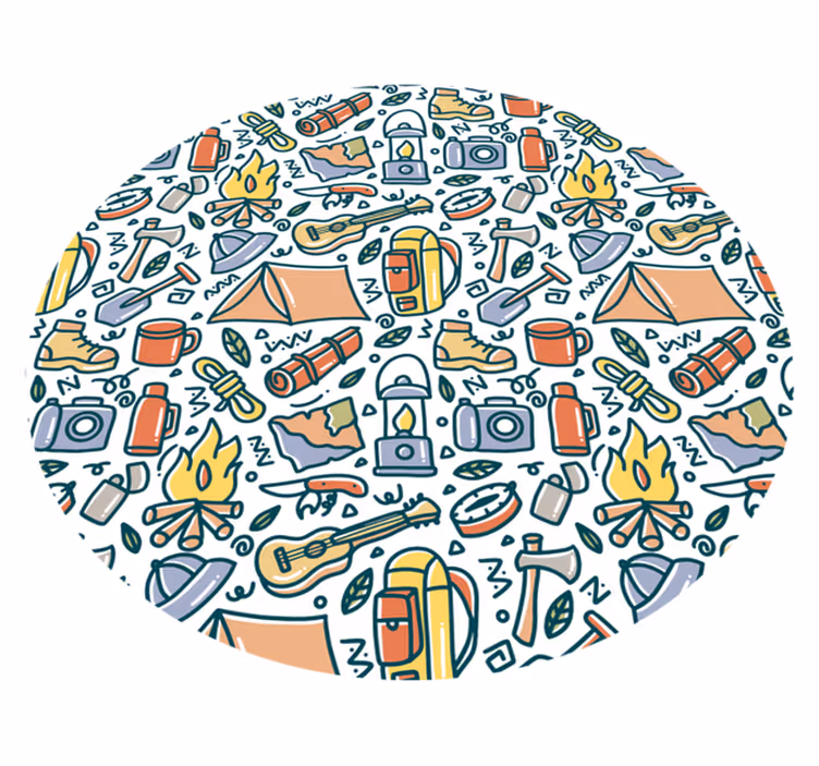 Kampeeravontuurconcept vinyl tapijt tiener - TenStickers