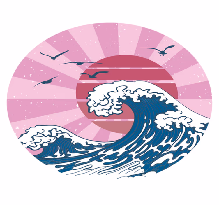 Kanagawa roze golf vinyl tapijt geometrisch - TenStickers