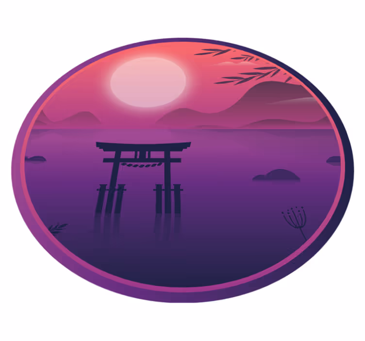 Serene zonsondergang vinyl tapijt rond - TenStickers