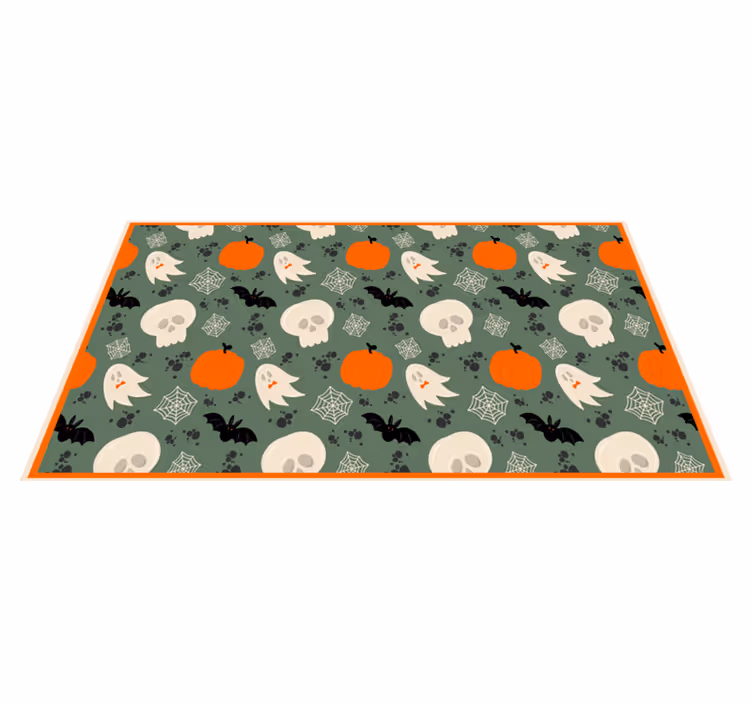 Griezelig pompoenpatroon vinyl tapijt Halloween - TenStickers