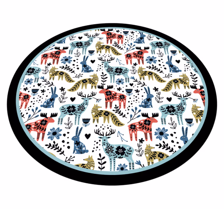 Kleurrijke dierenpatronen vinyl tapijt baby - TenStickers