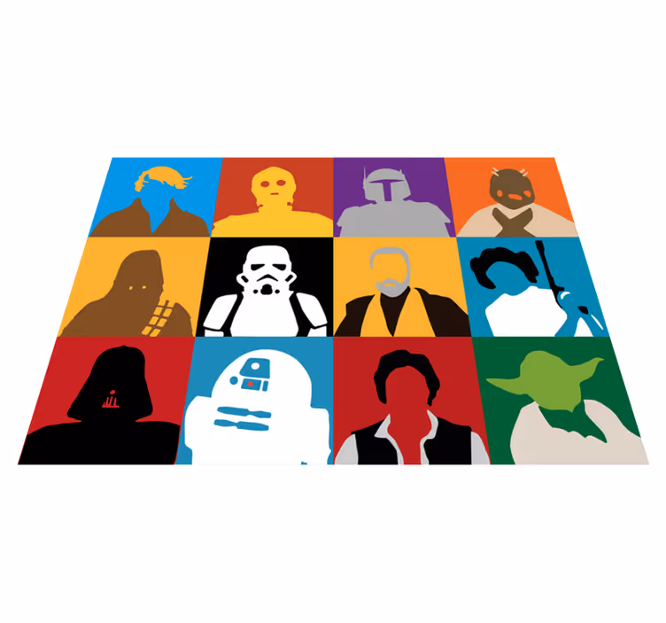 Iconische karaktersilhouetten vinyl tapijt meer kinderen - TenStickers