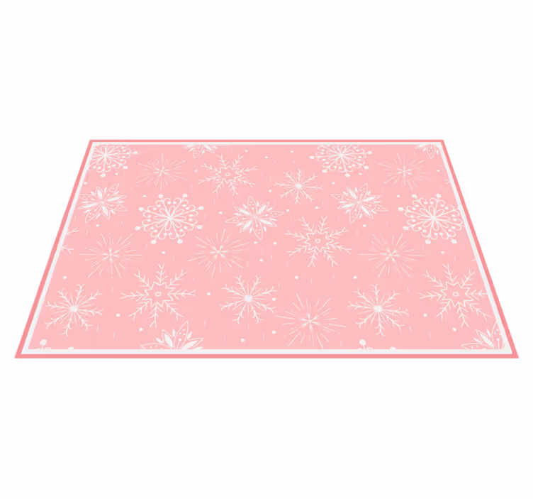 Roze sneeuwvlokmotief vinyl tapijt kerstmis - TenStickers