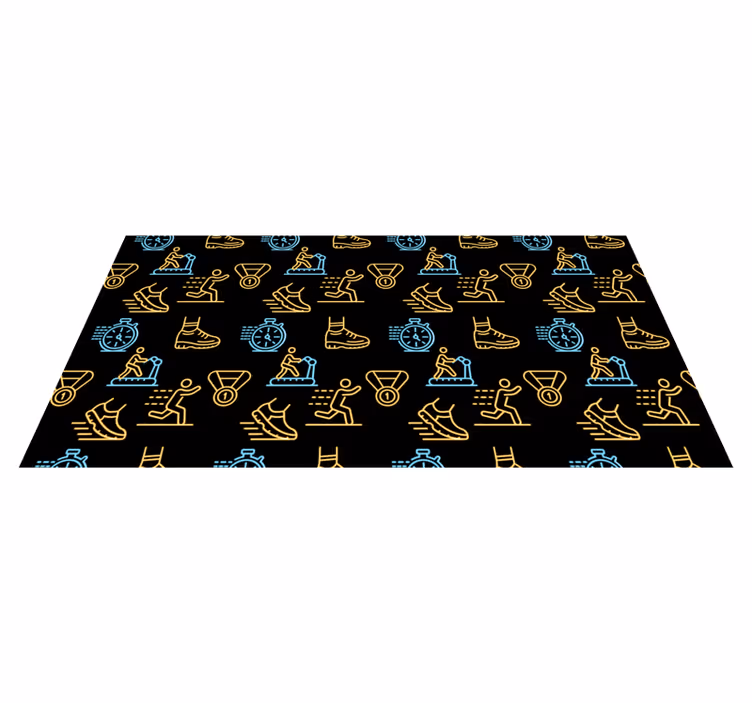 Fitness pictogrammen patroon vinyl tapijt tiener - TenStickers