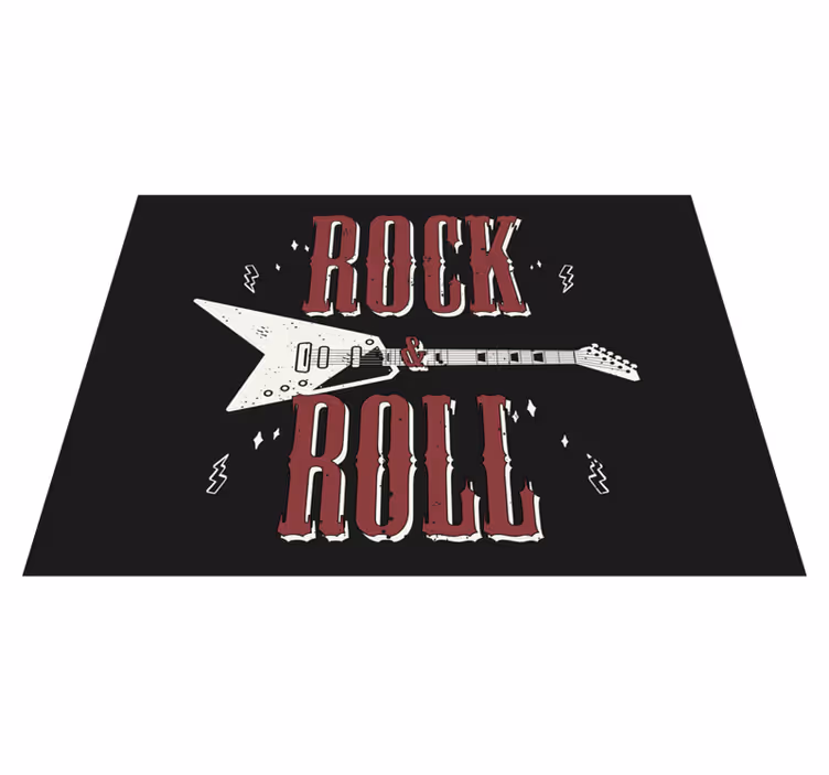 Rock-roll elektrische gitaar vinyl tapijt zinnen en teksten - TenStickers