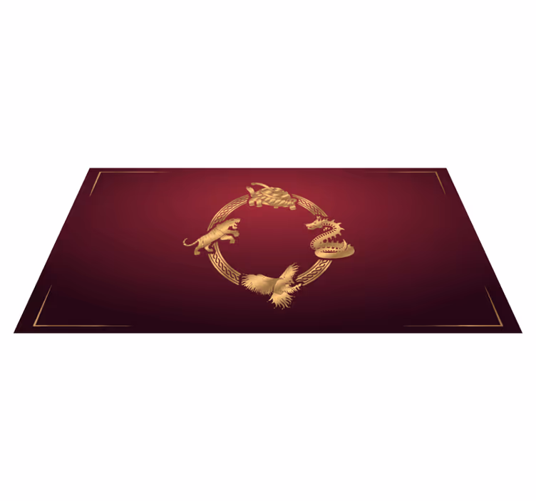 Gouden dierenriemcirkel vinyl tapijt etnisch - TenStickers