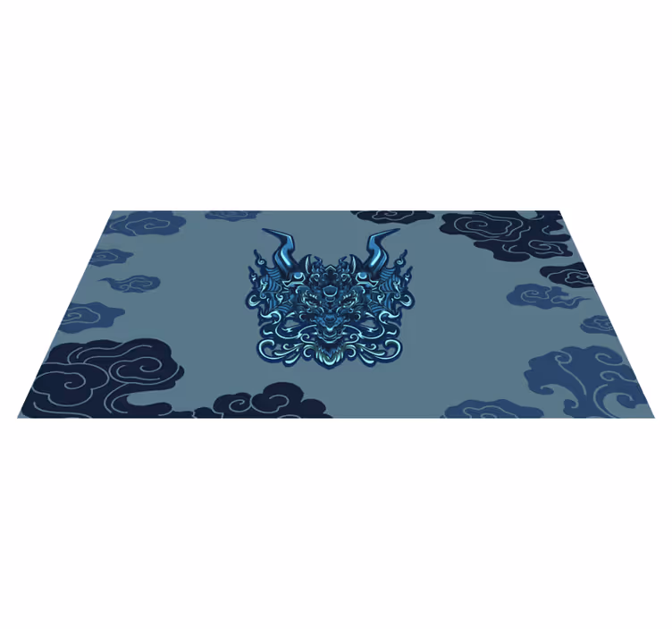 Grijs drakenmotief vinyl tapijt etnisch - TenStickers