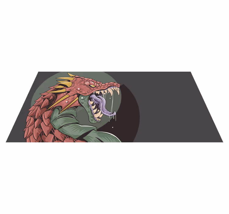 Drakenkop illustratie vinyl tapijt tiener - TenStickers