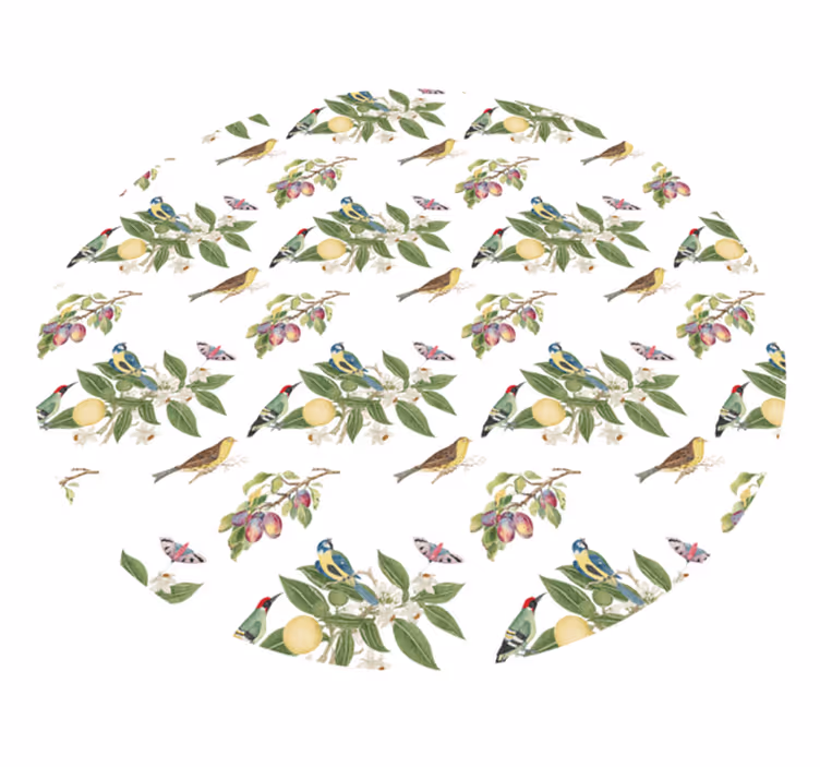 Kleurrijke vogelpatronen vinyl tapijt rond - TenStickers