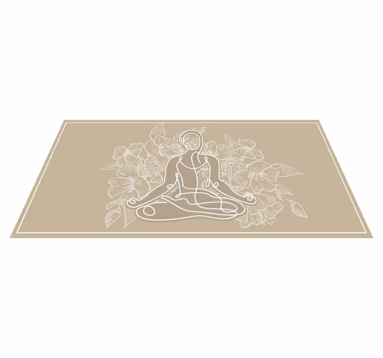 Meditatief bloemensilhouet vinyl tapijt natuur - TenStickers