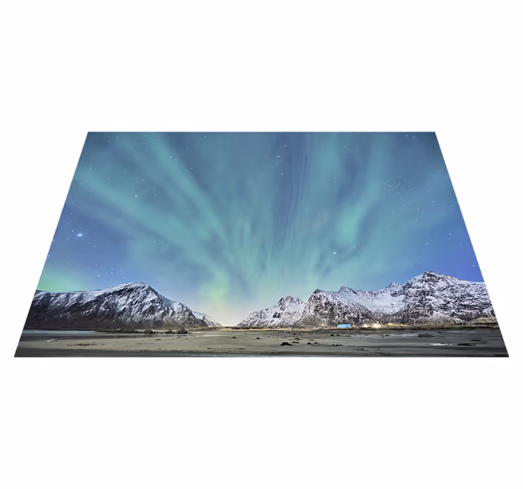 Jeugd vinyl vloerkleed Aurora licht in de bergen - TenStickers