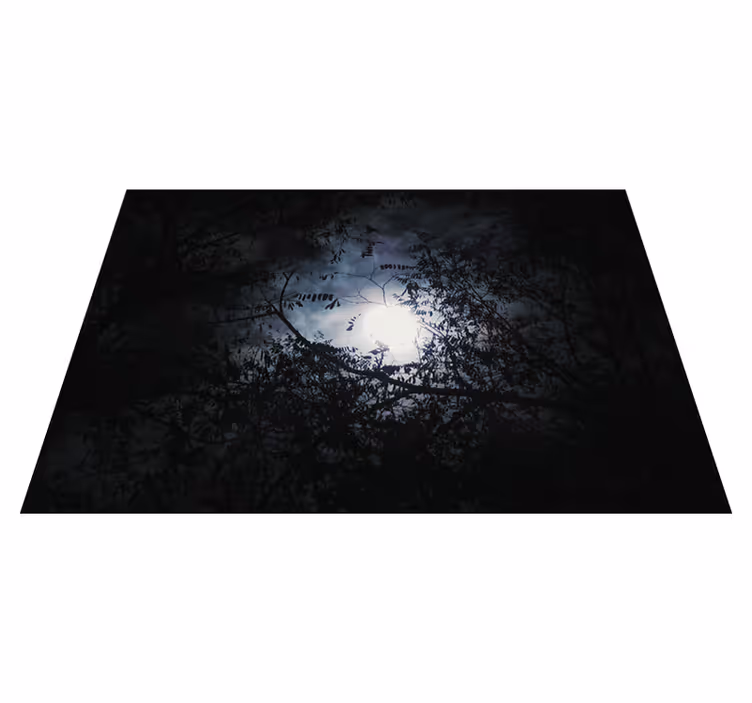 Griezelig maanverlicht bos vinyl tapijt natuur - TenStickers