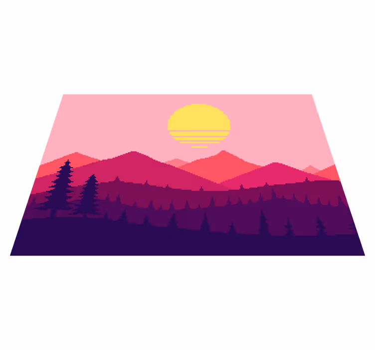 Zonsondergang uitzicht op de bergen vinyl tapijt natuur - TenStickers