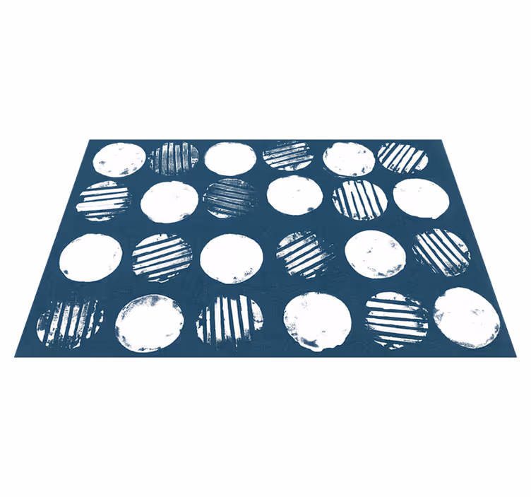 Cirkelvormige witte strepen vinyl tapijt geometrisch - TenStickers