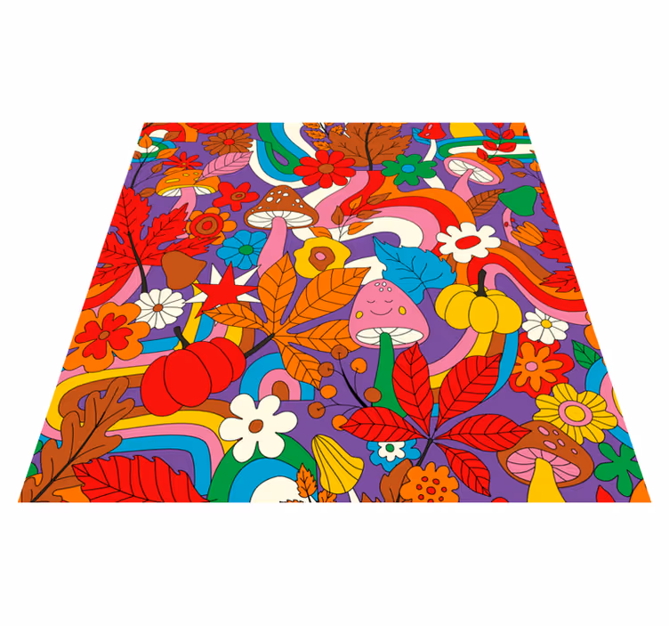 Kleurrijk bloemenontwerp vinyl tapijt bloemen en planten - TenStickers