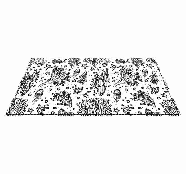 Monochroom Oceaan illustraties Vinyl tapijt  - TenStickers
