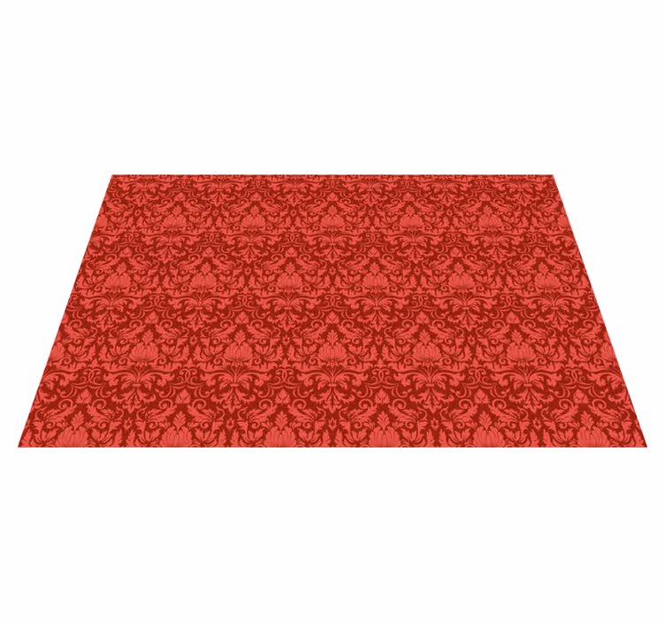 Barok Patroon Overlay Vinyl tapijt rood - TenStickers