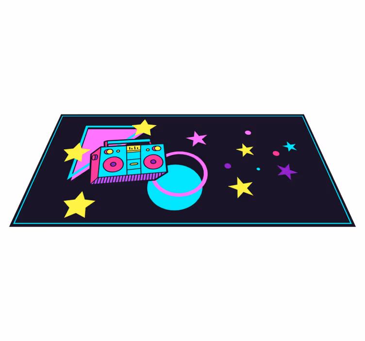 Kleurrijke boombox-afbeelding vinyl tapijt antiek - TenStickers