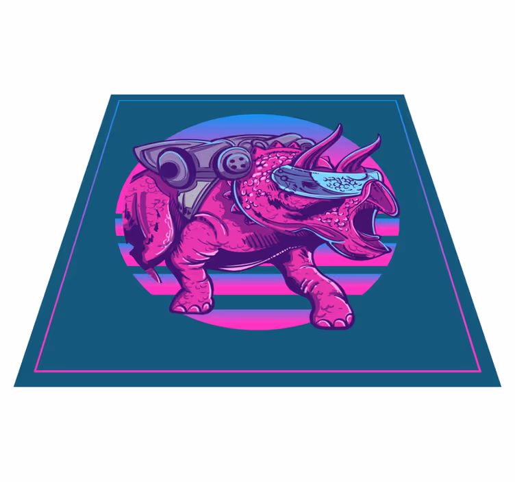 Cybernetische neushoornillustratie dieren vinyl tapijt - TenStickers