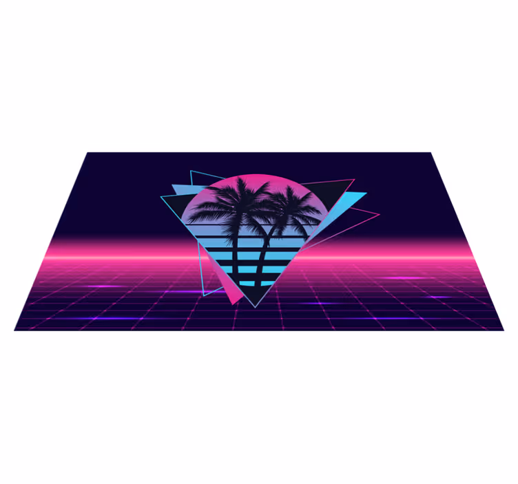 Retro neonpalmen vinyl tapijt antiek - TenStickers