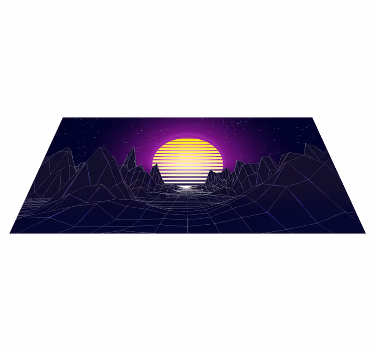 Retro futuristisch landschap vinyl tapijt modern - TenStickers
