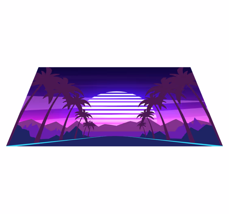 Retro zonsondergang-esthetiek vinyl tapijt modern - TenStickers