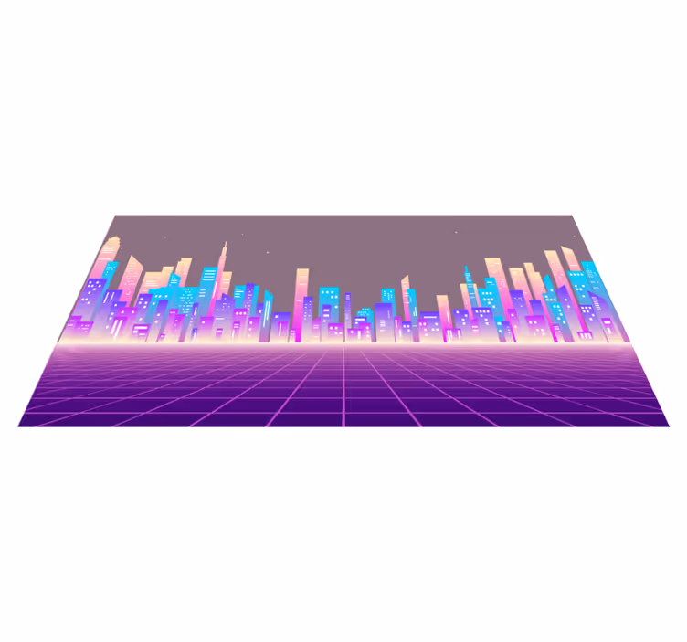 Neon stadsgezicht horizon vinyl tapijt modern - TenStickers