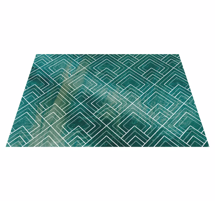Geometrische groene chevron vinyl tapijt tegels - TenStickers
