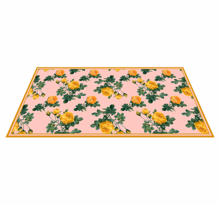 Gele roos botanisch vinyl tapijt bloemen en planten - TenStickers