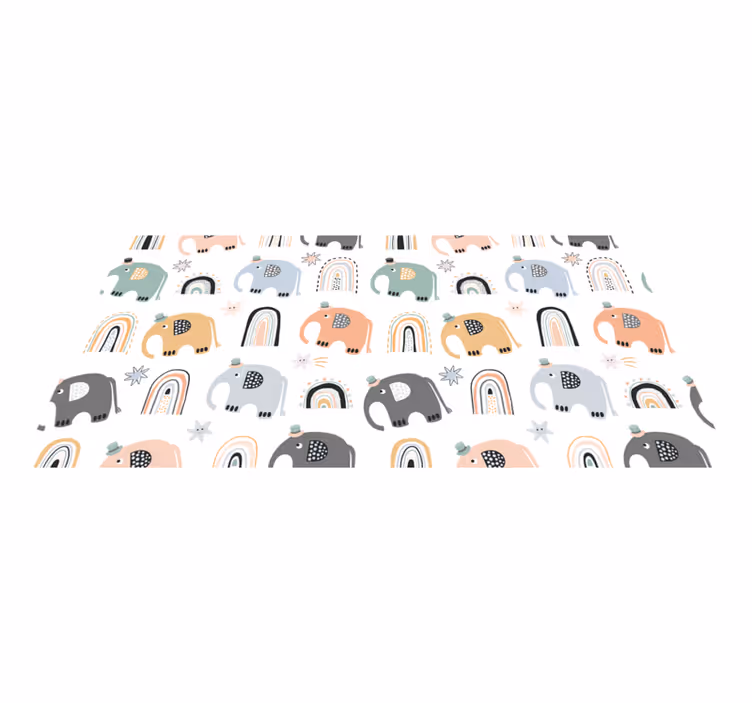 Charmante olifantenparade vinyl tapijt baby - TenStickers