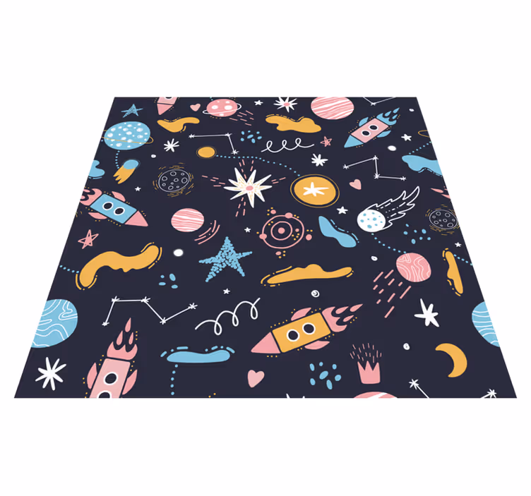 Kosmisch ruimteavontuur vinyl tapijt kind - TenStickers