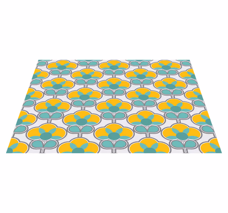 Geometrisch bloemmotief vinyl tapijt  - TenStickers