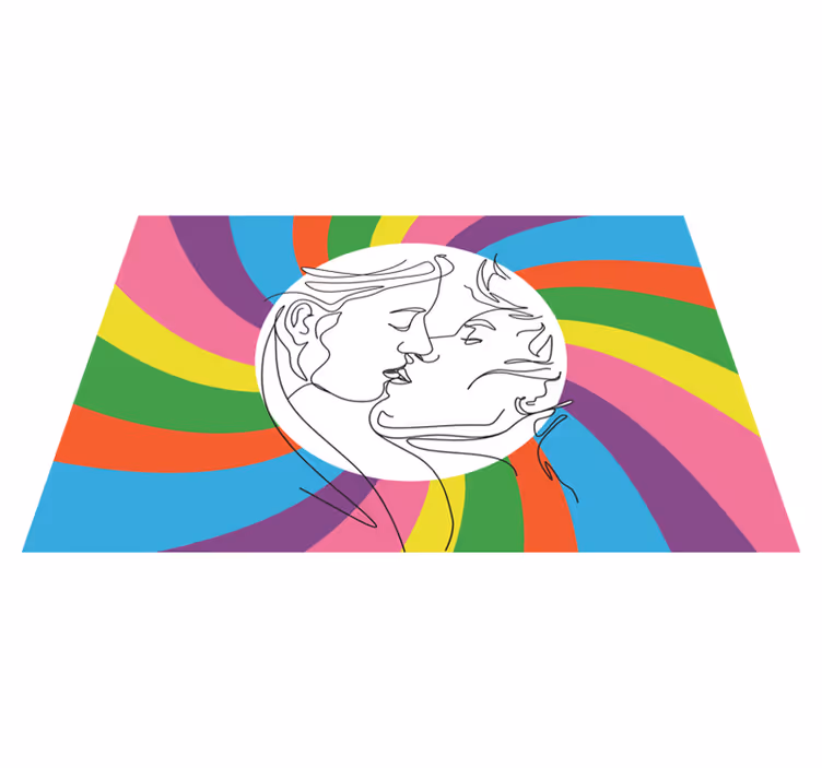Kleurrijk kussilhouet vinyl tapijt meer kinderen - TenStickers