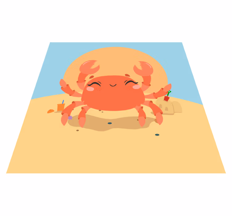 Vrolijke cartoonkrab vinyl tapijt kind - TenStickers