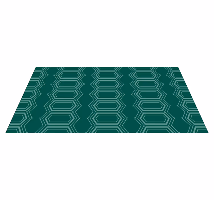 Smaragdgroen patroon vinyl tapijt geometrisch - TenStickers