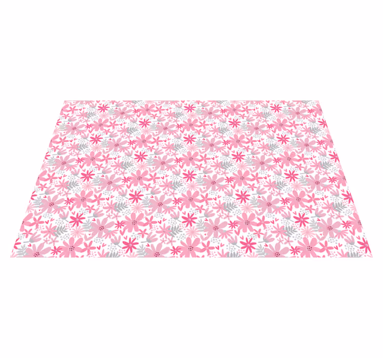 Roze bloemetjes patroon vinyl tapijt - TenStickers