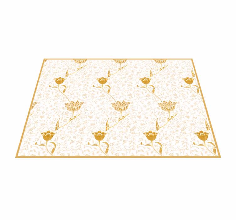 Gele botanische bloemen vinyl tapijt  - TenStickers