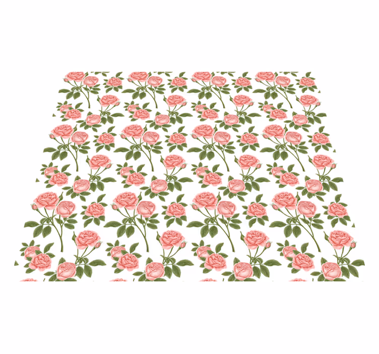 Botanisch rozenpatroon vinyl tapijt bloemen en planten - TenStickers