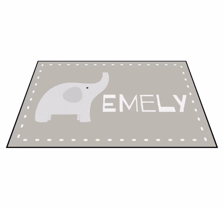 Aanpasbare olifant vinyl tapijt met naam - TenStickers
