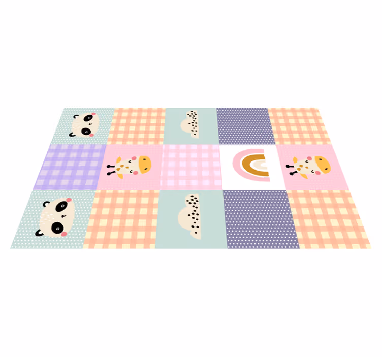 Speels patchwork vinyl tapijt meer kinderen - TenStickers