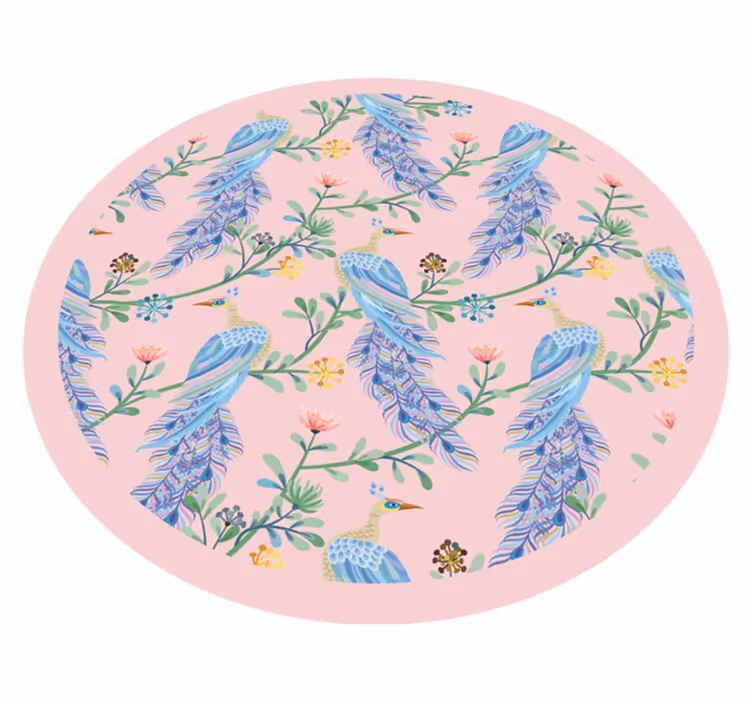 Botanische pauwen vinyl tapijt  - TenStickers