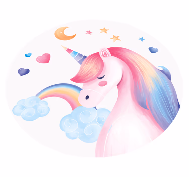 Eenhoorn fantasie vinyl tapijt meer kinderen - TenStickers