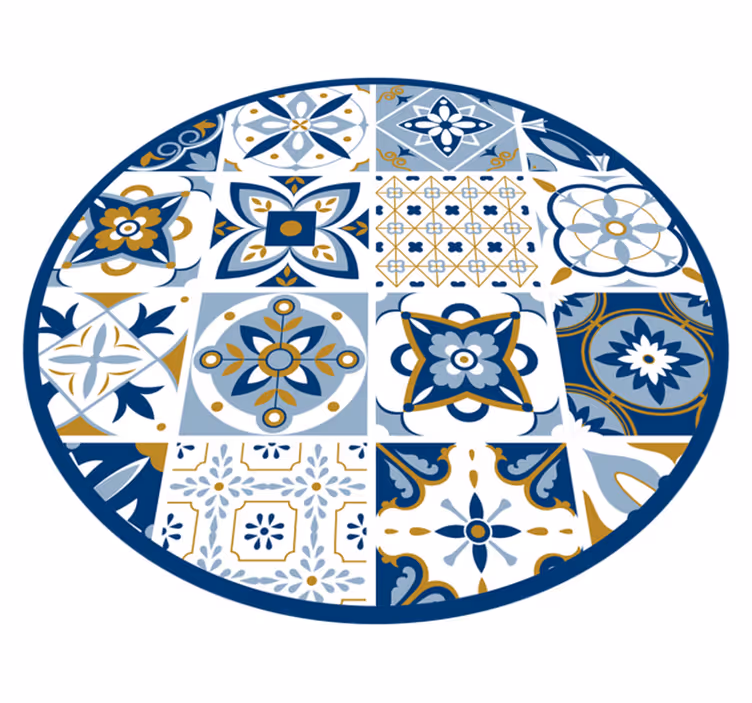 Cirkelvormig tegelpatroon vinyl tapijt tegels - TenStickers