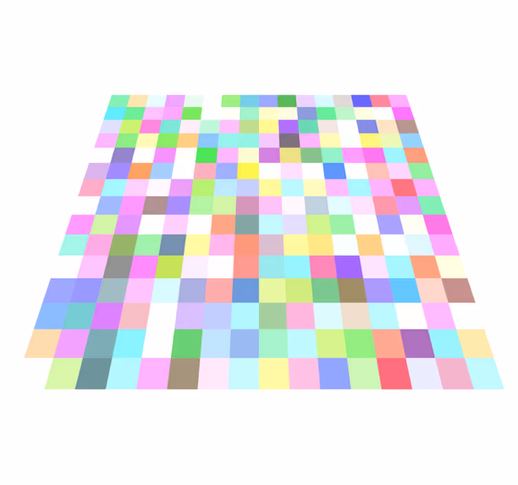 Kleurrijk vierkantenpatroon vinyl tapijt geometrisch - TenStickers