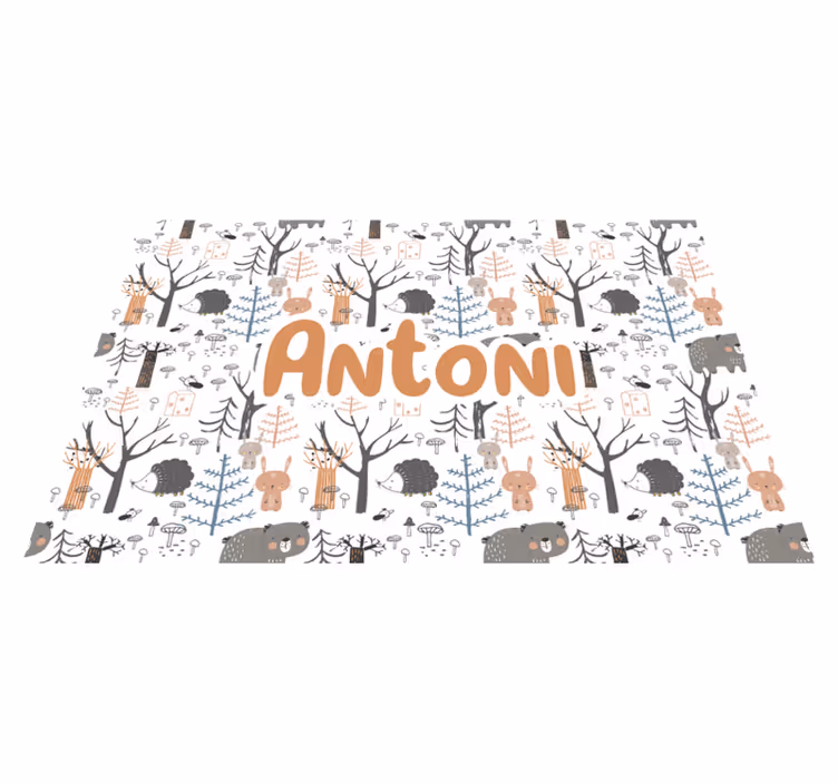 Aangepast bos vinyl tapijt met naam - TenStickers